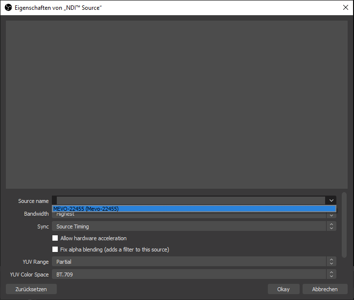using mevo with obs